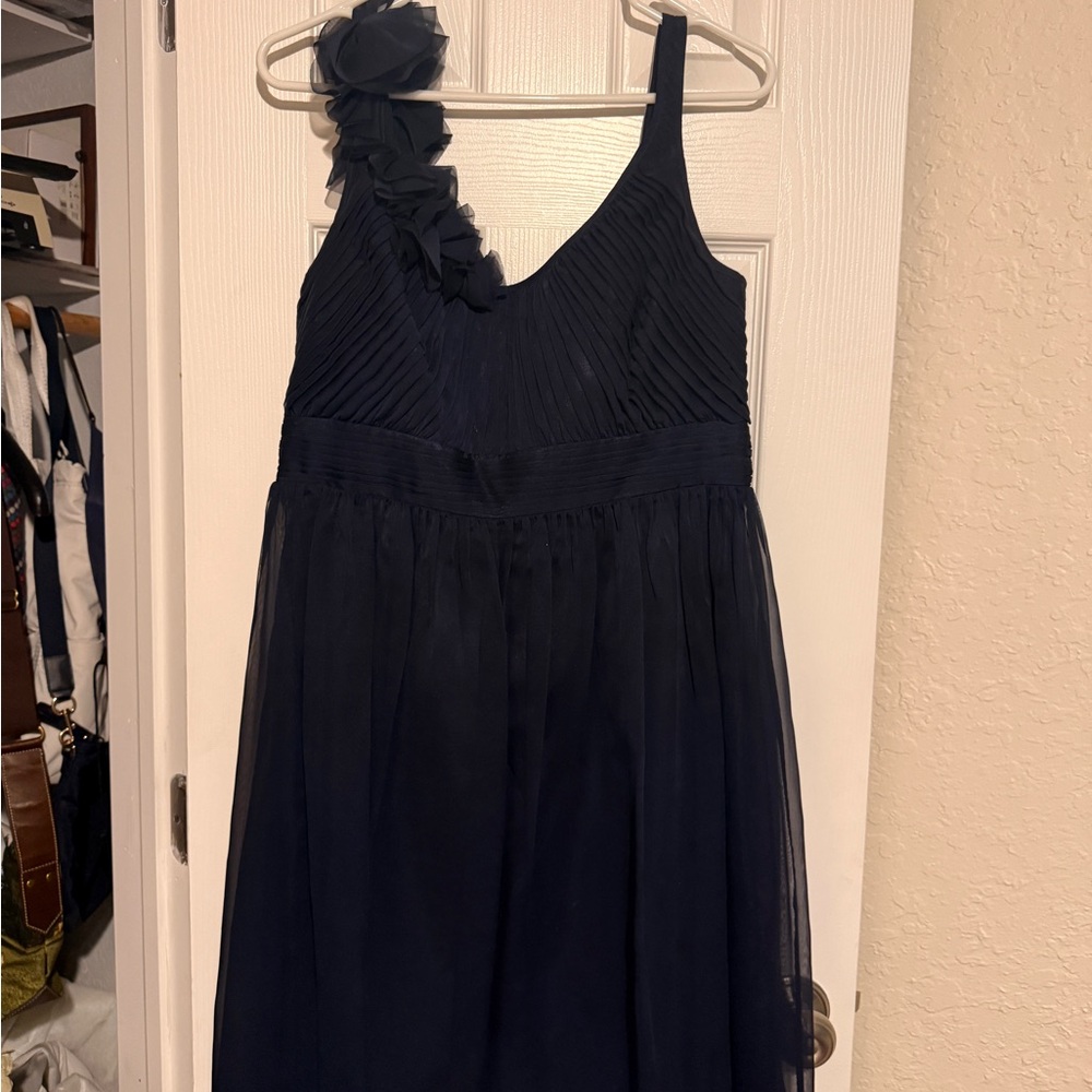 Adrianna Papell Navy One-Shoulder floral Dress